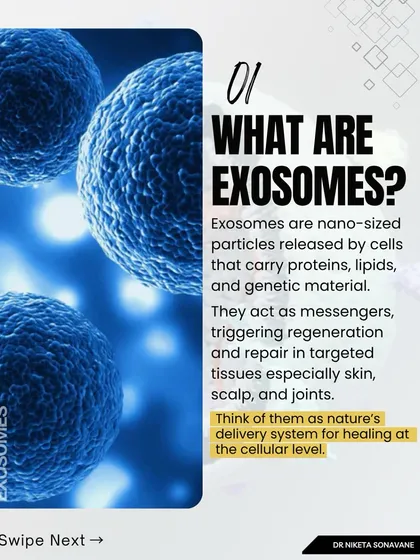 What are exosomes? They are nano-sized particles released by cells that act as messengers, triggering regeneration and repair in skin and scalp tissues. Think of them as nature's delivery system for healing.