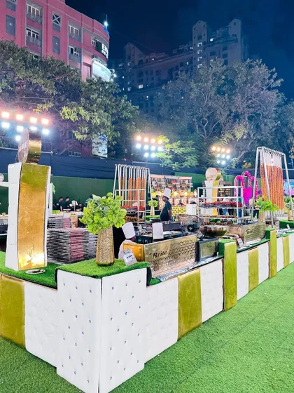Another angle of the contemporary white and green setup, showing the stylish design and integrated lighting.