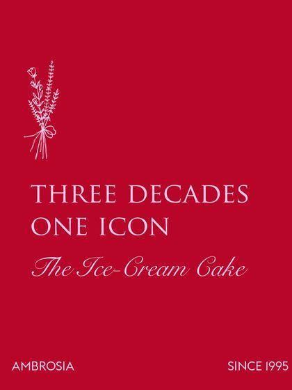 Three Decades, One Icon: The Ice Cream Cake. This graphic celebrates the legacy of our most beloved creation, a symbol of our journey since 1995.