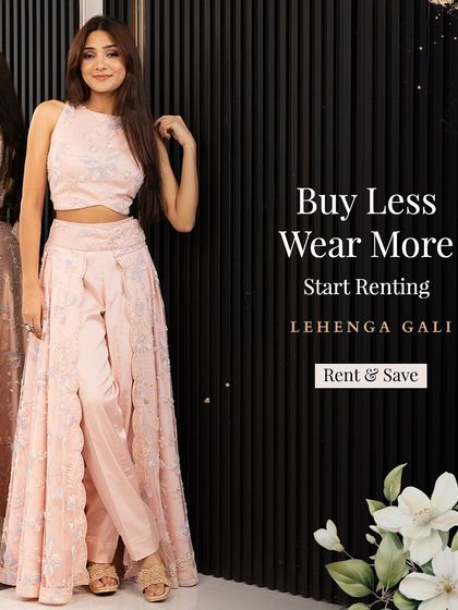 Buy less, wear more. Start renting! This beautiful pink Indo-Western set is a perfect example of how you can experiment with new styles for every event.