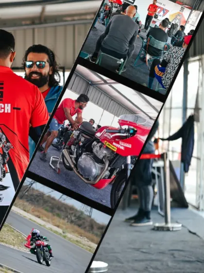 A collage capturing various moments from our track school, from the pits to the track.