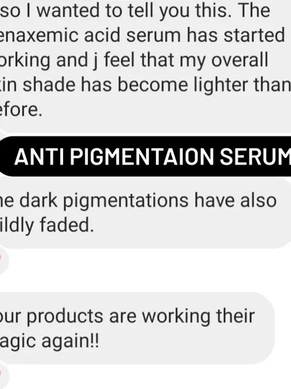 It means so much to me when customers share their journey. This person noticed her overall skin shade getting lighter and dark pigmentation fading after using my Anti-Pigmentation Serum. It’s proof that natural products work their magic.