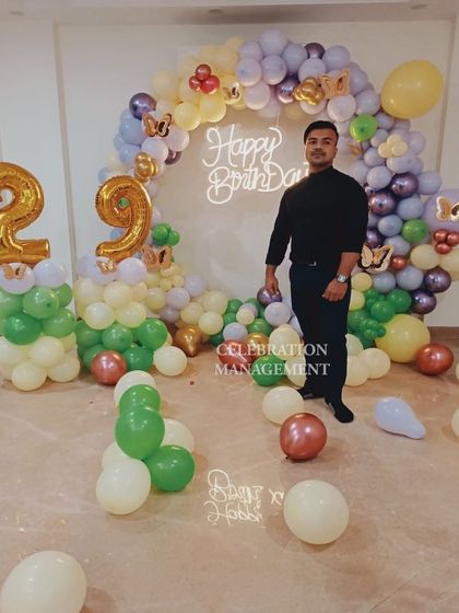 The birthday boy posing with his custom decoration! It’s always great to see clients enjoying the backdrops I create for their special day.