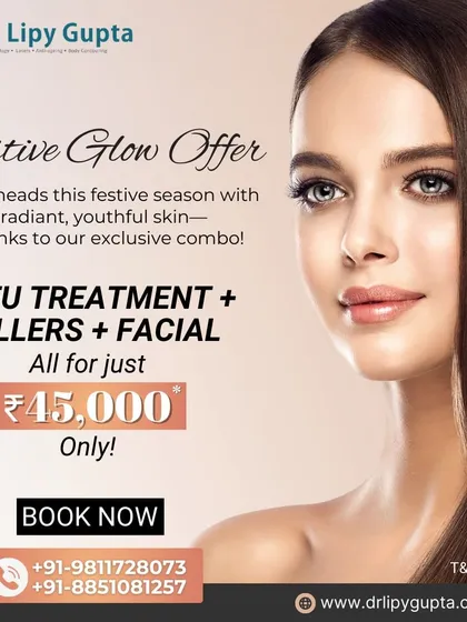 My Festive Glow Offer is the ultimate combination for radiant, youthful skin. It includes a HIFU treatment for skin tightening, Fillers for volume, and a Facial for a beautiful glow, all in one exclusive package.