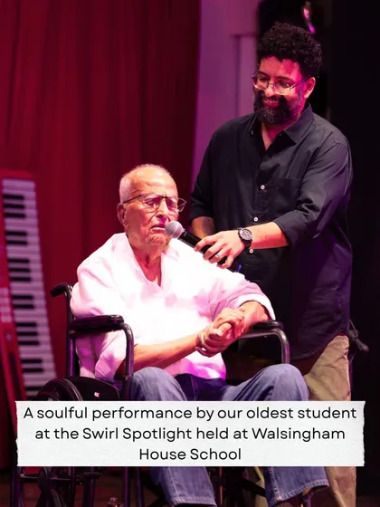 Music truly is for everyone, and it’s never too late to start. We were so moved by this soulful performance from our oldest student at the Swirl Spotlight. His passion is an inspiration to our entire community.
