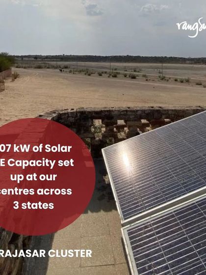 We have set up 107 kW of solar renewable energy capacity at our centers across 3 states, including this one in the Rajasar cluster, to power our work sustainably.