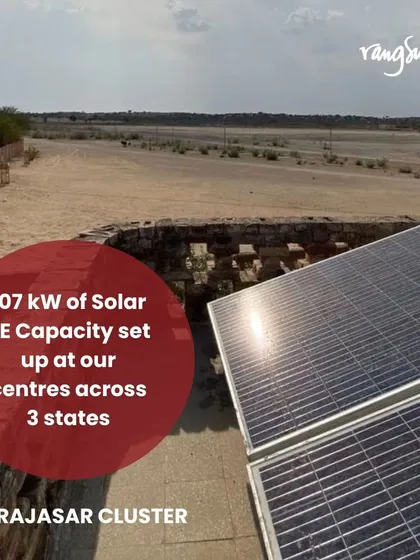 We have set up 107 kW of solar renewable energy capacity at our centers across 3 states, including this one in the Rajasar cluster, to power our work sustainably.