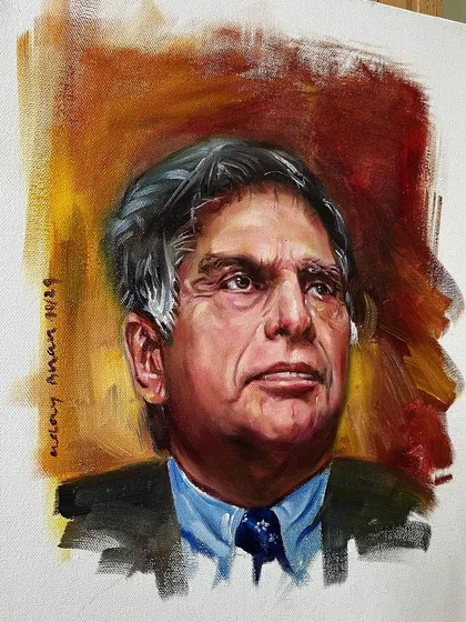 An oil portrait demonstration paying tribute to the legacy of Sir Ratan Tata. It was an honor to paint such an inspiring and humble leader.