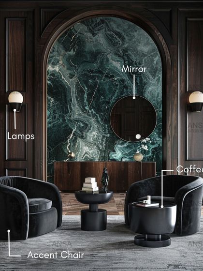 Here is a breakdown of the essential elements for a perfect living room corner. An accent chair provides a comfortable spot to relax, while a statement mirror, unique lamps, and a functional coffee table complete the look, adding layers of style and personality.