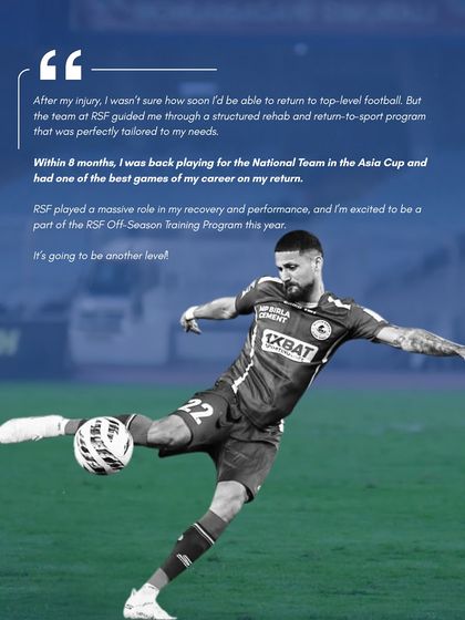 "Within 8 months, I was back playing for the National Team." Deepak Tangri's quote details his rapid and successful return to the Asia Cup after a significant injury, crediting our structured program for his recovery and performance.