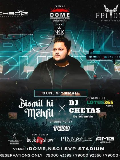 The announcement for my opening set for Bismil and DJ Chetas at the Dome, NSCI SVP Stadium. It's an honor to play on the same stage as such incredible artists.
