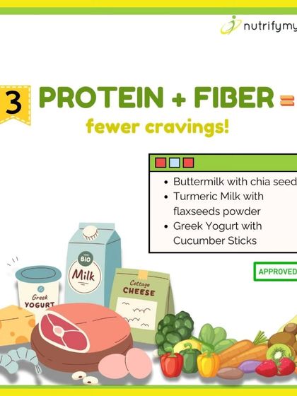 Step 3: Reach for Protein + Fiber. If you are hungry, choose a snack that combines protein and fiber. Options like Greek yogurt with cucumber or buttermilk with chia seeds will keep you fuller for longer.
