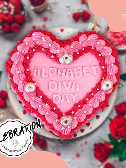 Serving diva energy with this heart-shaped cake for Alphabet Diva Day. The bold pink and red piping makes it a fun and celebratory cake for any occasion that calls for a little extra flair.