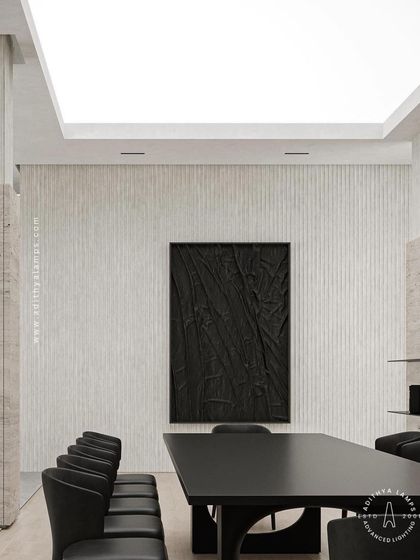 A duplicate of image 92, this view of a modern conference room emphasizes the clean, professional look achieved with a fully integrated stretch fabric ceiling light.