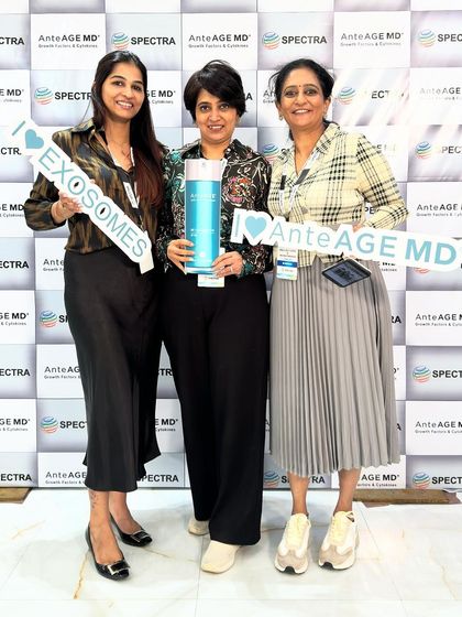At the launch event for AnteAGE MD, a leader in exosome technology. I am a firm believer in the power of these growth factors for advanced skin and hair treatments.