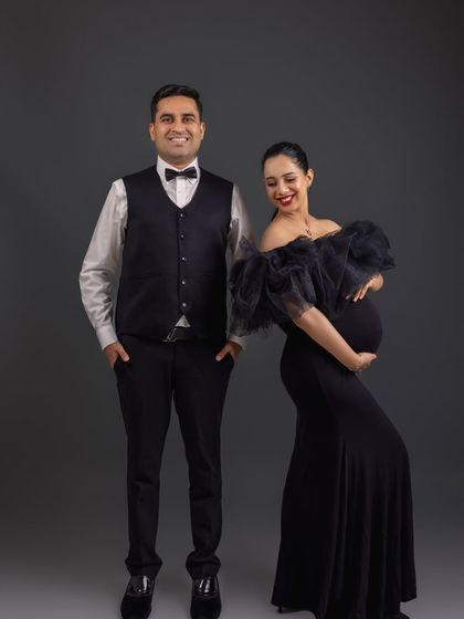 A stylish, confident pose from the same formal session. This showcases how I can create a variety of moods, from romantic to fashionable.