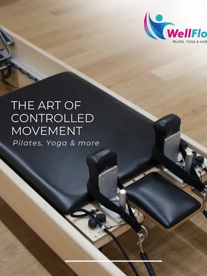 This graphic encapsulates our philosophy: Pilates is the art of controlled movement. Join our studio to achieve strength and elevate your fitness journey.