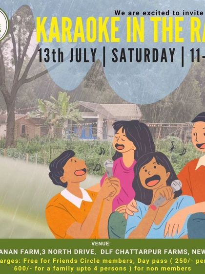Get ready for Karaoke in the Rain! A fun-filled afternoon of singing your heart out with friends amidst the monsoon showers.