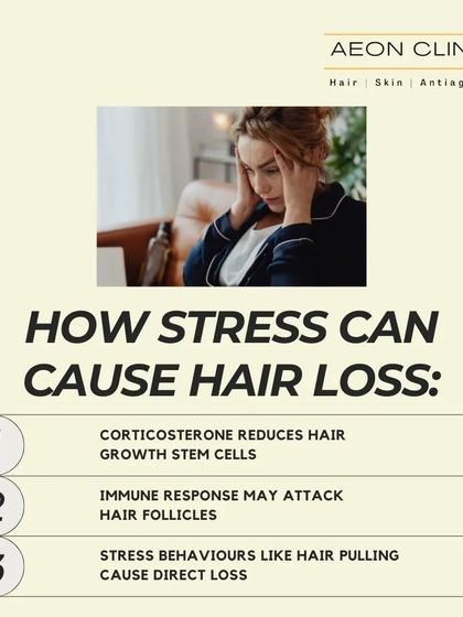 How does stress cause hair loss? It can increase corticosterone which reduces hair growth stem cells, trigger an immune response against follicles, or lead to hair-pulling behaviors.