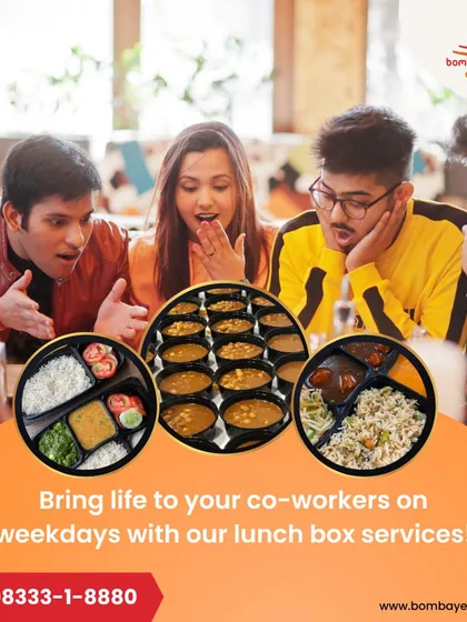 Our lunch box services are designed to bring delicious and energizing meals to your workplace. This graphic highlights the variety of packed meals we offer to power your team through the workday.
