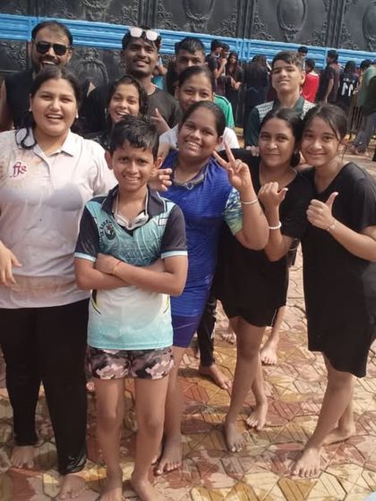 A selfie capturing the happy faces during our picnic at Surja Waterpark. It's moments like these that make the Divesh Classes experience about more than just books.