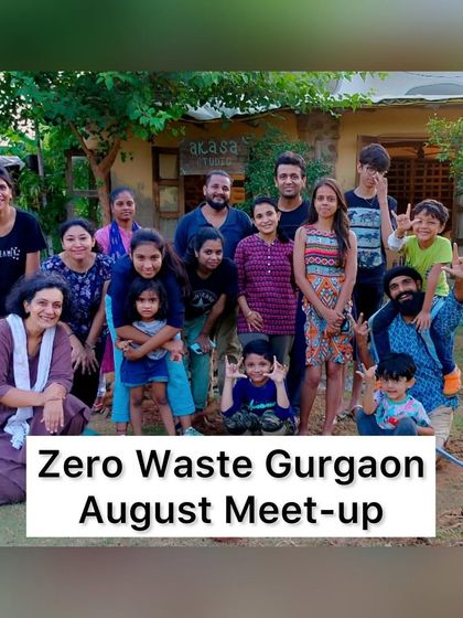 A group of smiling faces at our August meet-up. We collaborated with Studio Akasa to build an art studio using all-natural materials, a perfect blend of art and sustainability.