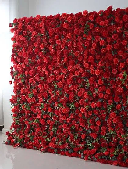 The richness of this red rose wall creates an atmosphere of pure romance and luxury. It’s a popular choice for clients who want to make a bold statement.