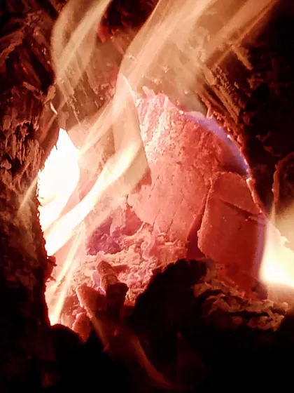 A mesmerizing close-up of the campfire flames. The fire represents the burning spirit and energy of our Kyokushin training.