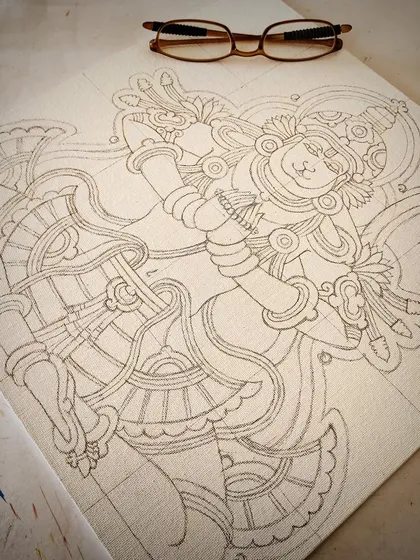 A duplicate of the Anjeneyar pencil sketch.