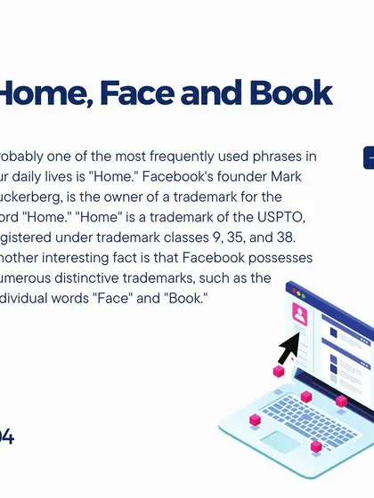 Facebook's founder Mark Zuckerberg owns a trademark for the common word "Home." The company also owns trademarks for the individual words "Face" and "Book."