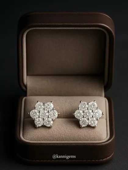 Unveil the timeless beauty of these floral diamond stud earrings. Designed with precision and crafted to perfection in my Mumbai studio, they are a reflection of sophistication and grace, perfect for adding sparkle to your everyday.