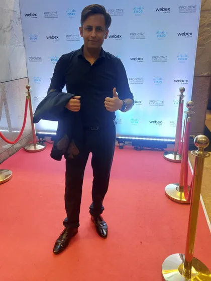 A red carpet moment after a satisfying performance for a Cisco event. It's a great feeling when the show goes well.