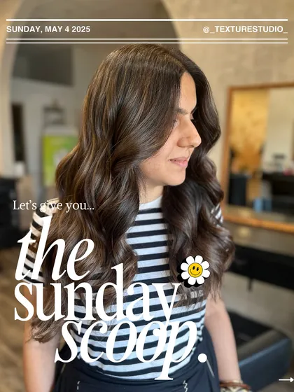 Another Sunday Scoop cover, capturing the happy, relaxed vibe of a client getting her hair done at the studio.