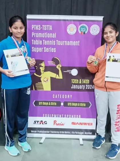 Our U-15 medalists, Sai Mulik (Silver) and Sara Ramaiyya (Bronze), posing together. It's wonderful to see our players dominating the podium in the same category.