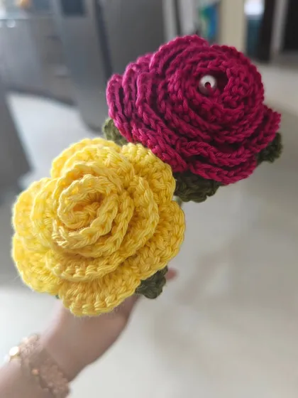Another look at my handcrafted forever roses. The pearl accent in the center of the magenta rose adds a touch of elegance.
