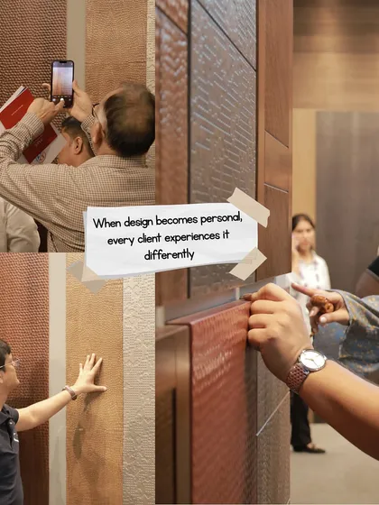 It's always rewarding to see clients and designers interact with my work. Their reaction when they touch the textures for the first time confirms my belief that good design is an experience.