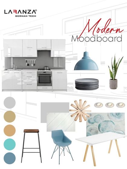 This modern mood board captures the soul of contemporary living. It's a curated blend of textures, tones, and timeless design to bring your space to life.