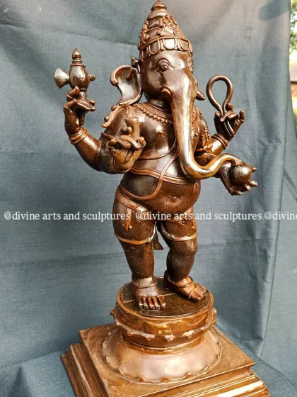 A clearer, well-lit view of the standing Ganesha wax model. This is the kind of image we share with clients to get their final approval on the form and posture.