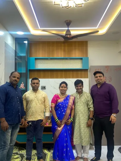 The final handover is the most rewarding part of any project. Here I am with the happy Pingulkar family during their Griha Pravesh ceremony in Kalyan. Seeing their joy is why I believe in doing every project 'dil se', from the heart.