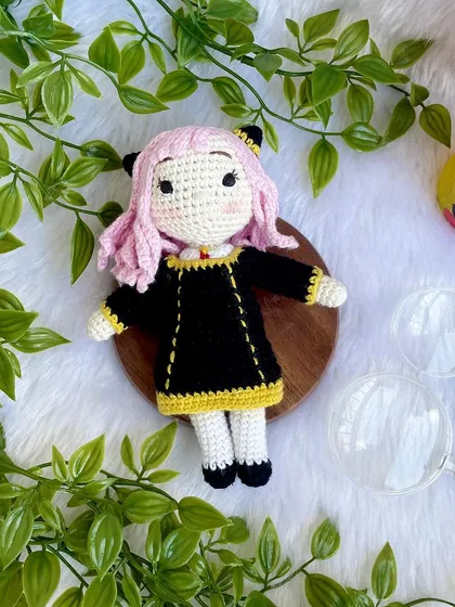 So many of you love anime, and I was thrilled to get an order for Anya from Spy x Family. It was so much fun to get her pink hair and classic black dress just right. I can create plushie versions of your favorite characters from anime, cartoons, and more.