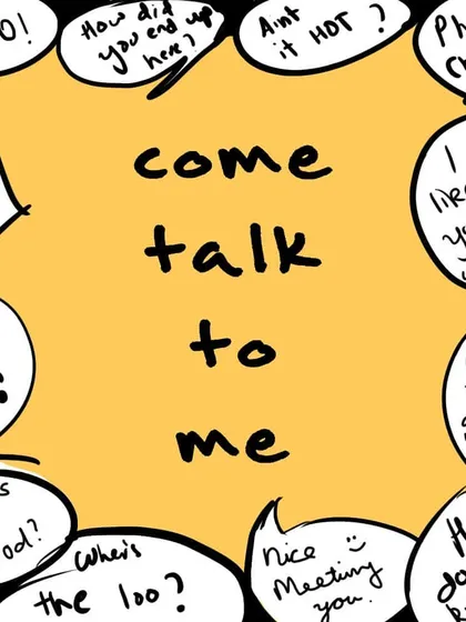 This is the cover art for my debut single, 'Come Talk to Me.' The song is about being a bit of a 'fattu' in social situations and hoping someone else breaks the ice.