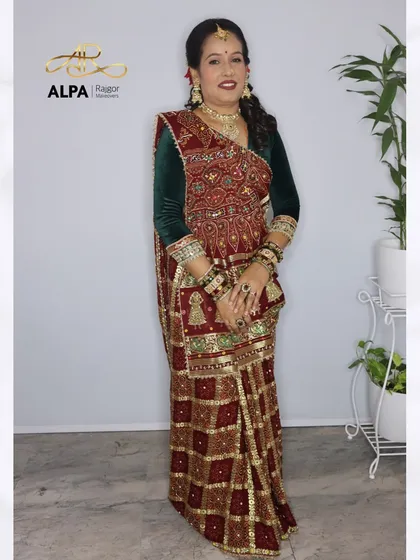A full-length shot capturing the client's confident and graceful posture. She looks comfortable and beautiful in her skin.