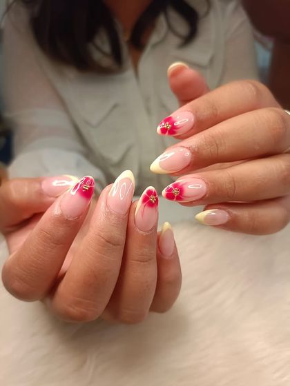 Another angle of the unique and colorful blooming flower set.