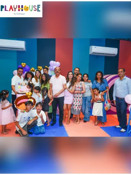 A great group photo of the entire party, kids and adults, celebrating together. My space is designed to comfortably accommodate families and friends.