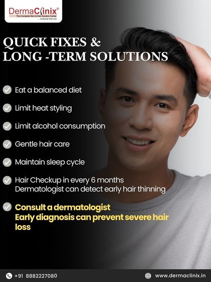 This graphic provides quick fixes and long term solutions for teen hair loss. Simple lifestyle changes and consulting a dermatologist for an early diagnosis can prevent severe hair loss later on.