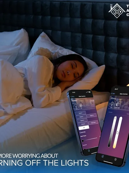 Never worry about turning off the lights again. Our systems allow you to control lighting from your phone, whether you're in bed or away from home, providing both convenience and peace of mind.