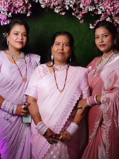 The lovely ladies of the family. I offer party makeup for wedding guests, ensuring everyone looks coordinated and beautiful.