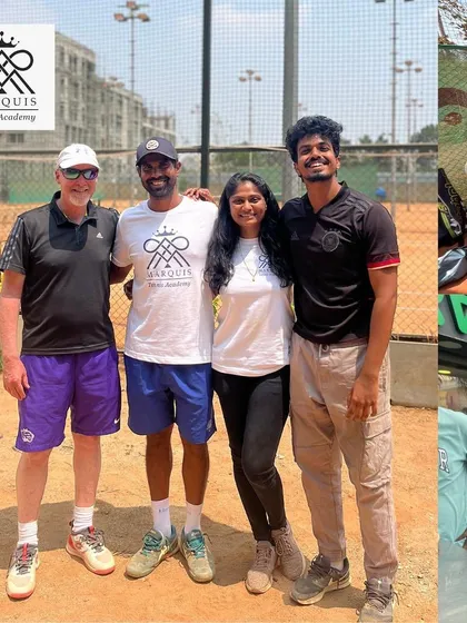 We connect you with the experts. This collage shows visiting US college coach David Nelson interacting with our team and players, providing the kind of direct access and insight that makes all the difference in your recruitment journey.