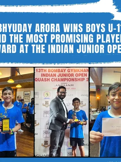 Abhyuday Arora wins the Boys U-11 title and the Most Promising Player award at the Indian Junior Open. Congratulations to this young champ.