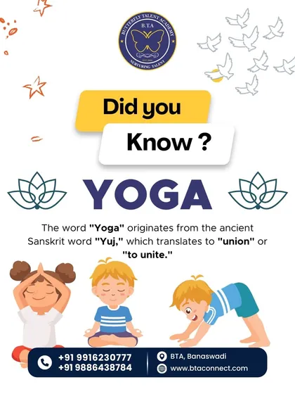 Did you know the word "Yoga" comes from the Sanskrit word "Yuj," meaning to unite? Our classes help children unite mind, body, and breath.